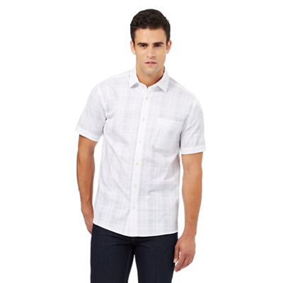 Maine New England Big and tall white checked textured shirt
